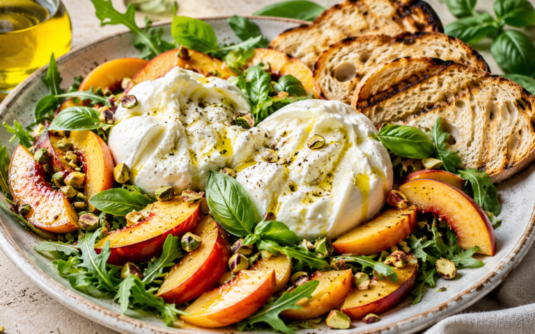 Burrata-Persikor